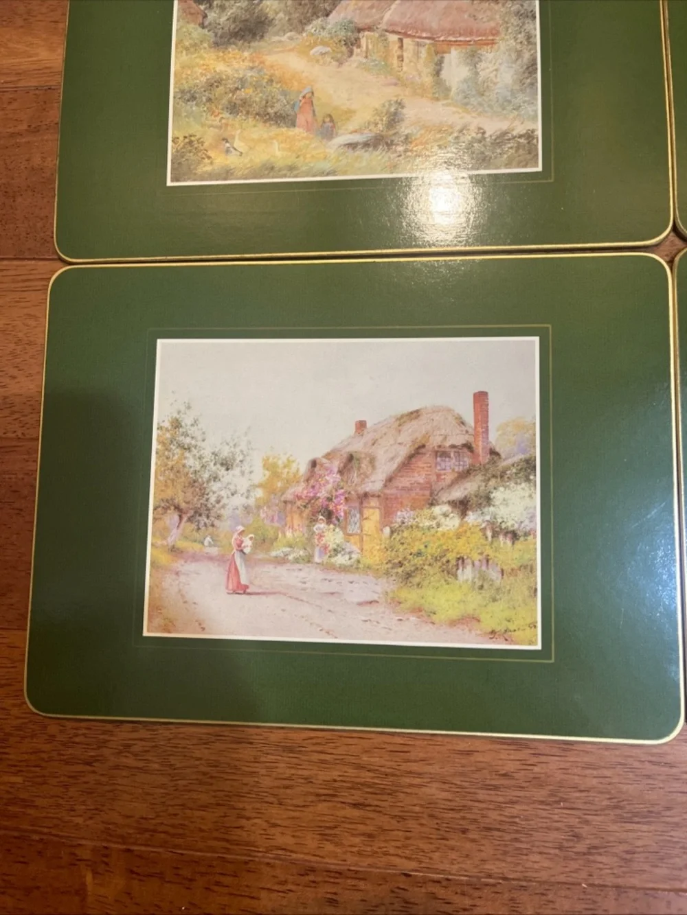 Clover Leaf Green Placemat Set of 6 with Cottage Artwork